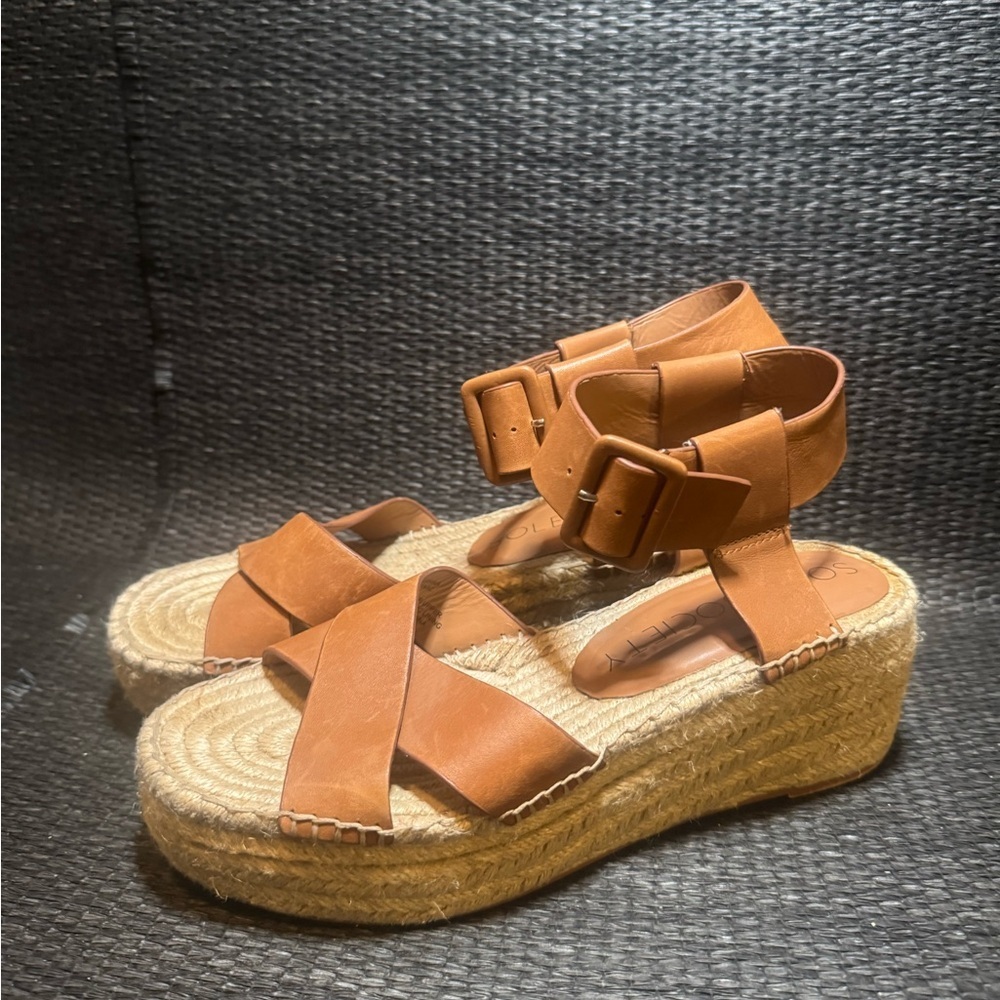 Sole Society Brown Espadrille Wedge Sandals